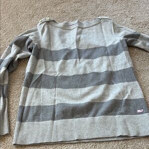 Gray Crew Neck Striped Sweater